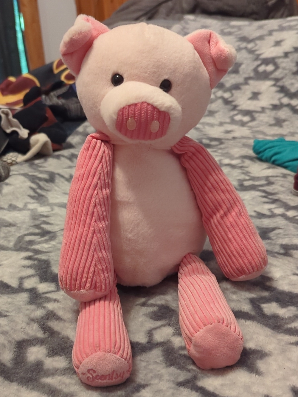 Scentsy Pink Plush Pig with Corduroy Arms & Legs